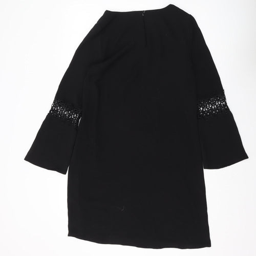 Wallis Black Shift Dress, 10, 3/4 Bell Sleeves