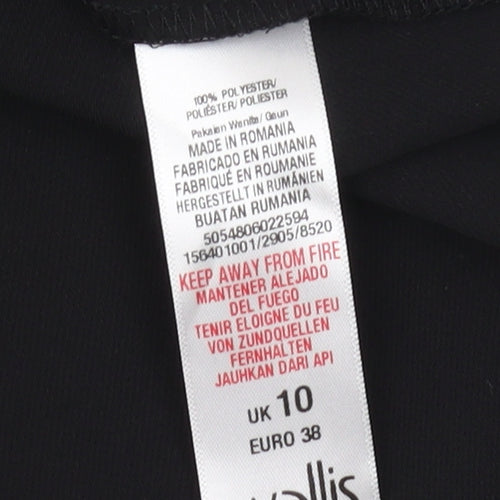 Wallis Black Shift Dress, 10, 3/4 Bell Sleeves