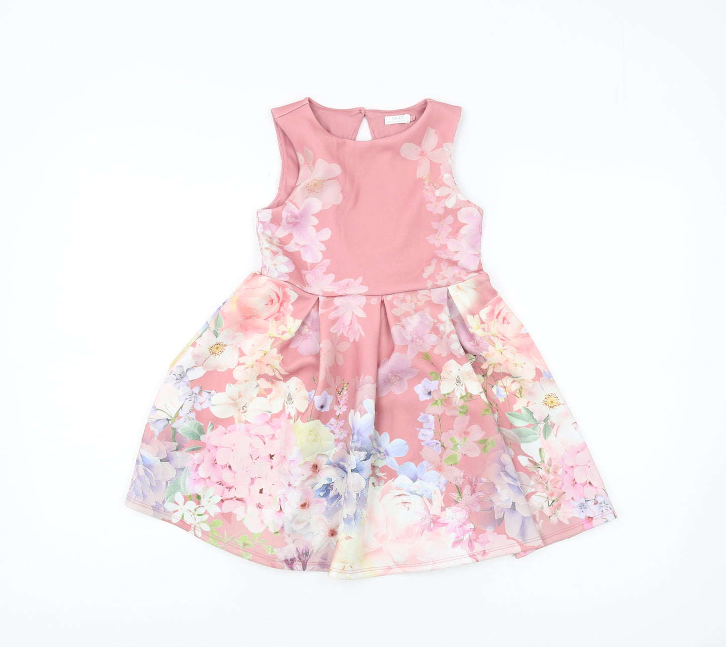 Next Girls Pink Floral Fit & Flare Dress, 5 Years