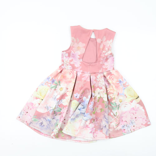 Next Girls Pink Floral Fit & Flare Dress, 5 Years