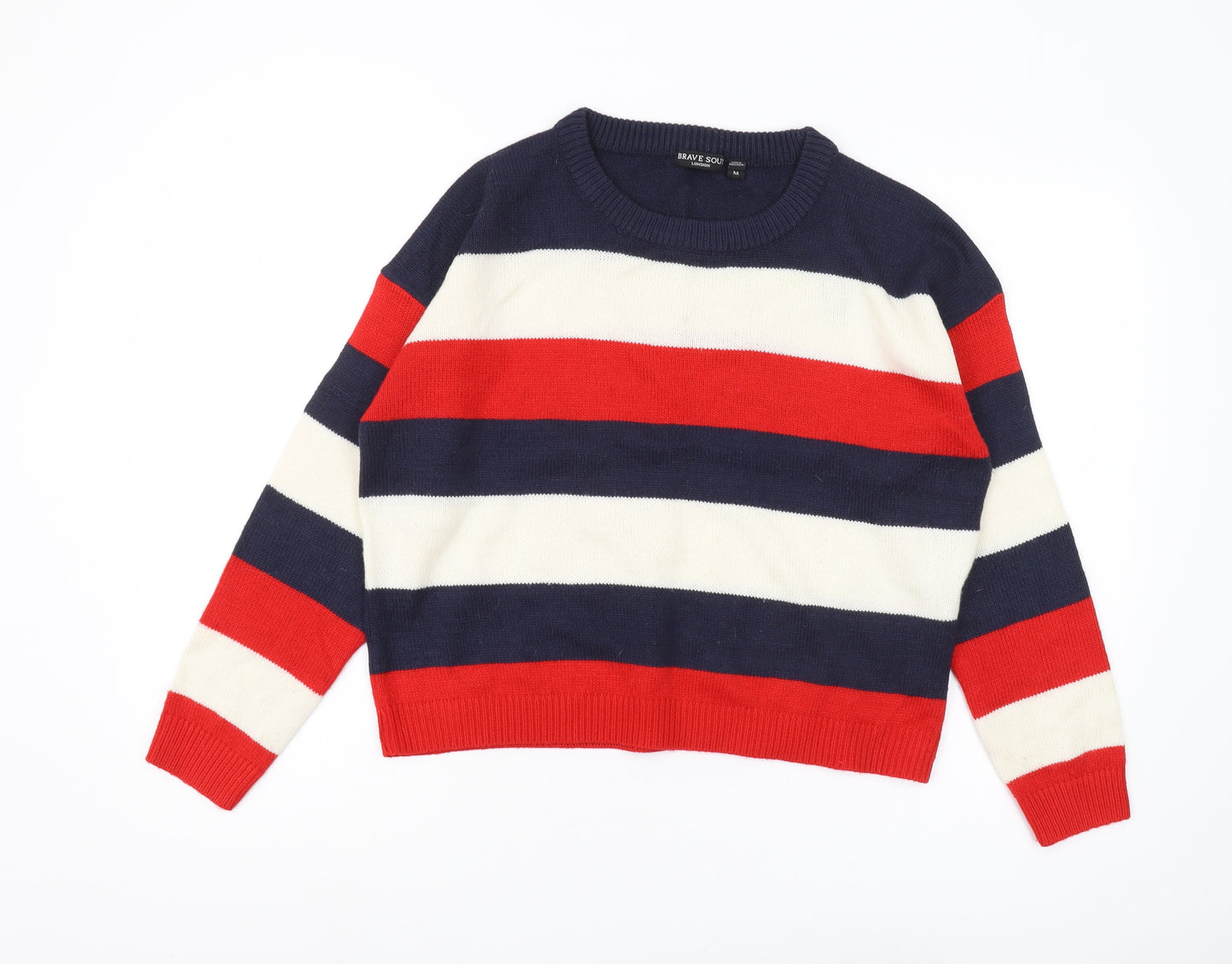 Brave Soul Women's Multicoloured Striped Pullover Jumper M