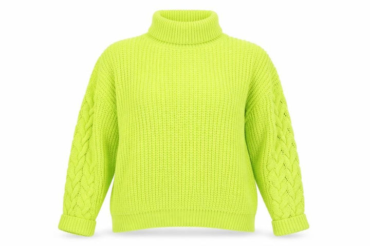 Women's Missguided Green Roll Neck Cable-Knit Jumper UK 14