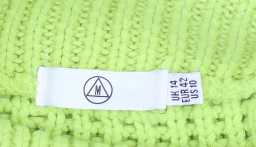 Women's Missguided Green Roll Neck Cable-Knit Jumper UK 14