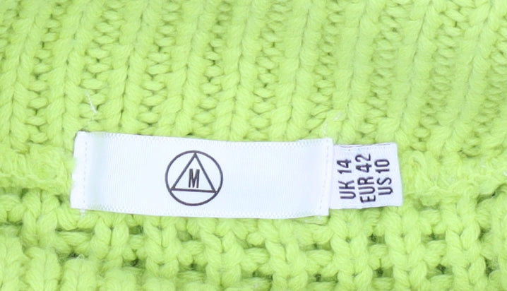 Women's Missguided Green Roll Neck Cable-Knit Jumper UK 14