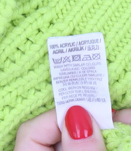 Women's Missguided Green Roll Neck Cable-Knit Jumper UK 14