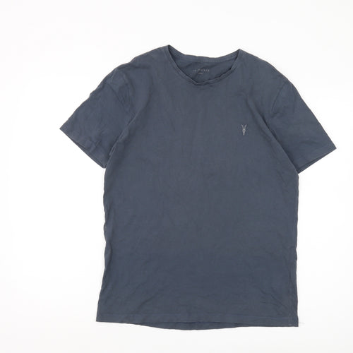 AllSaints Men's Medium Blue Cotton T-Shirt, Excellent