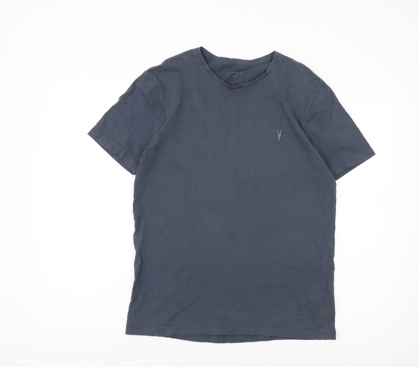 AllSaints Men's Medium Blue Cotton T-Shirt, Excellent