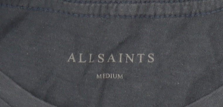 AllSaints Men's Medium Blue Cotton T-Shirt, Excellent