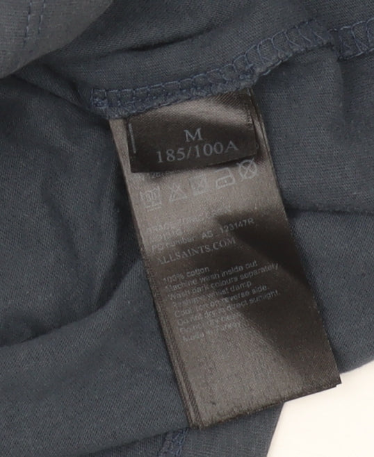 AllSaints Men's Medium Blue Cotton T-Shirt, Excellent