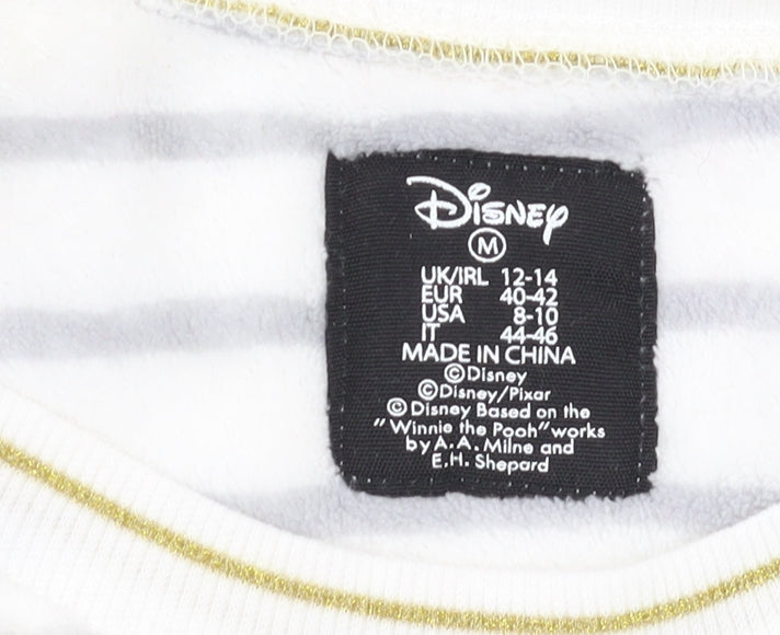 Disney Women's White Pyjama Top M - Mickey Mouse Striped