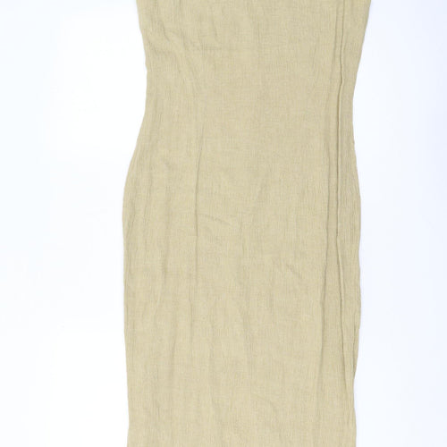 Wallis Beige Midi Sheath Dress Women Size 10 Sleeveless