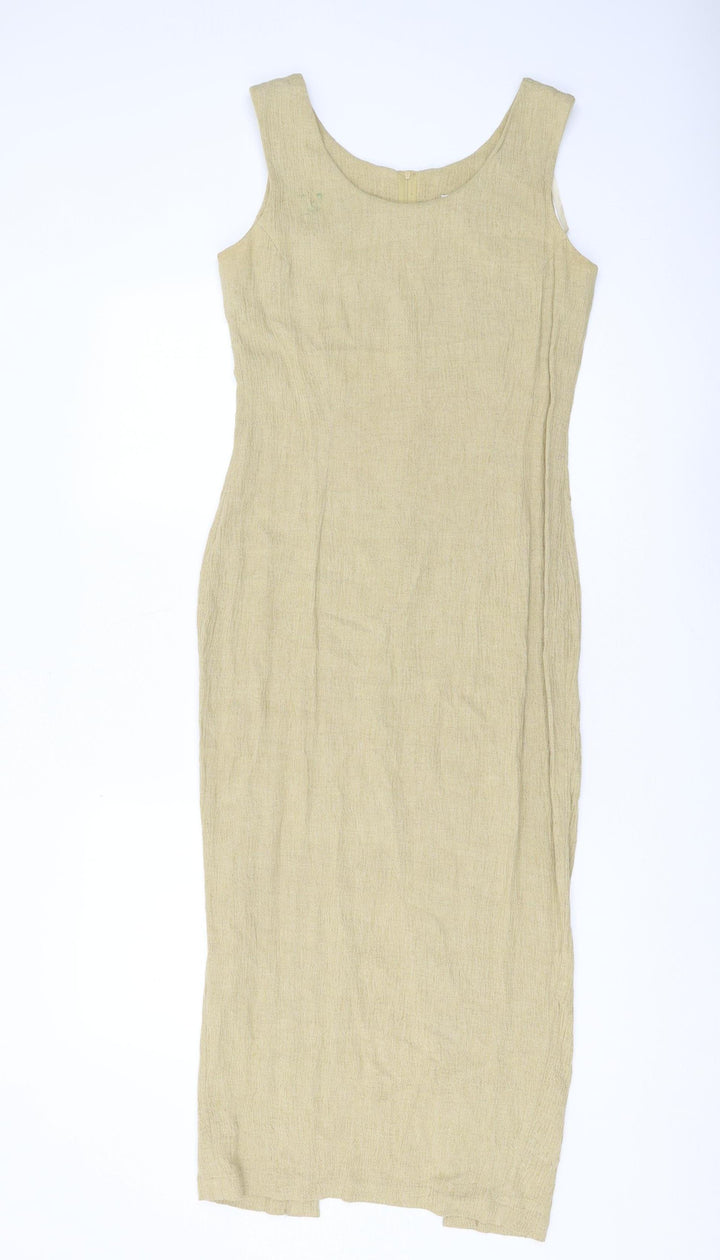 Wallis Beige Midi Sheath Dress Women Size 10 Sleeveless