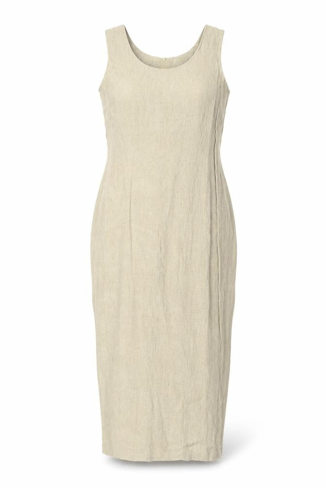 Wallis Beige Midi Sheath Dress Women Size 10 Sleeveless