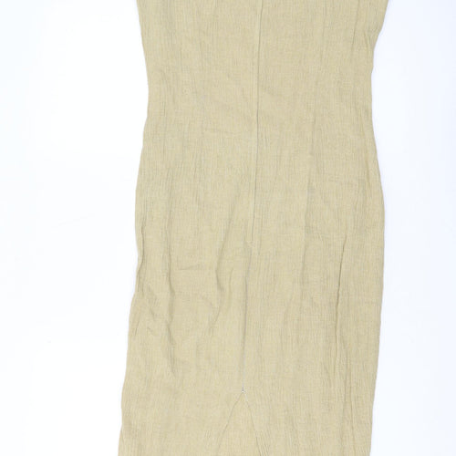 Wallis Beige Midi Sheath Dress Women Size 10 Sleeveless