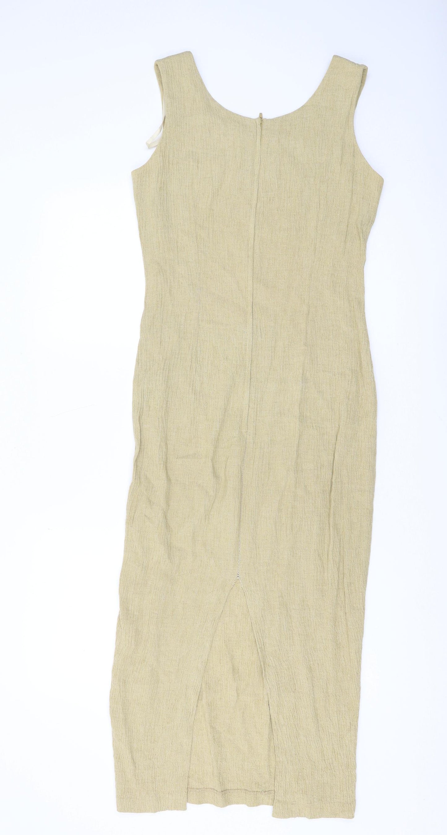 Wallis Beige Midi Sheath Dress Women Size 10 Sleeveless