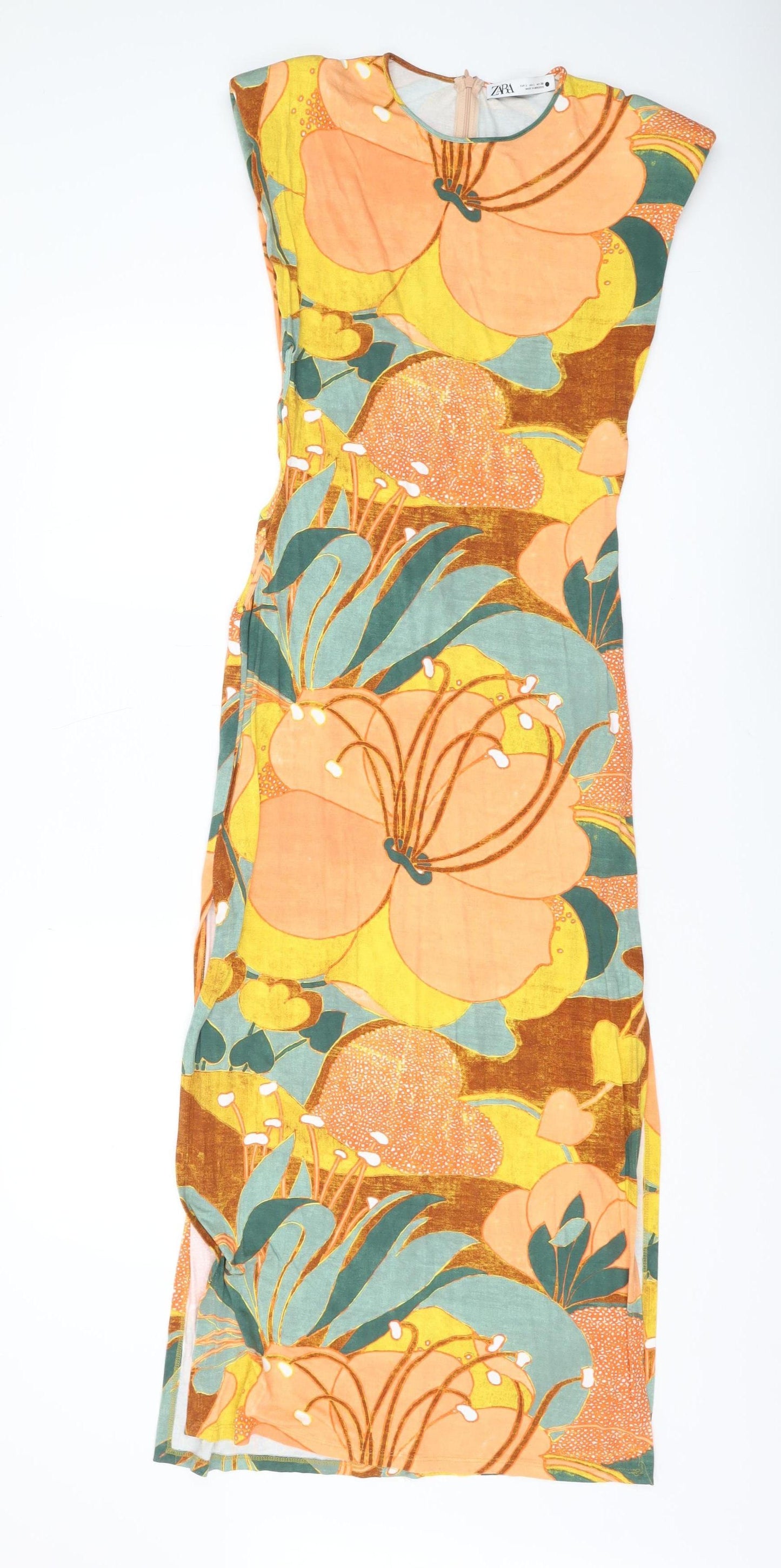 ZARA Women's Multicoloured Floral Sheath Dress Size 12