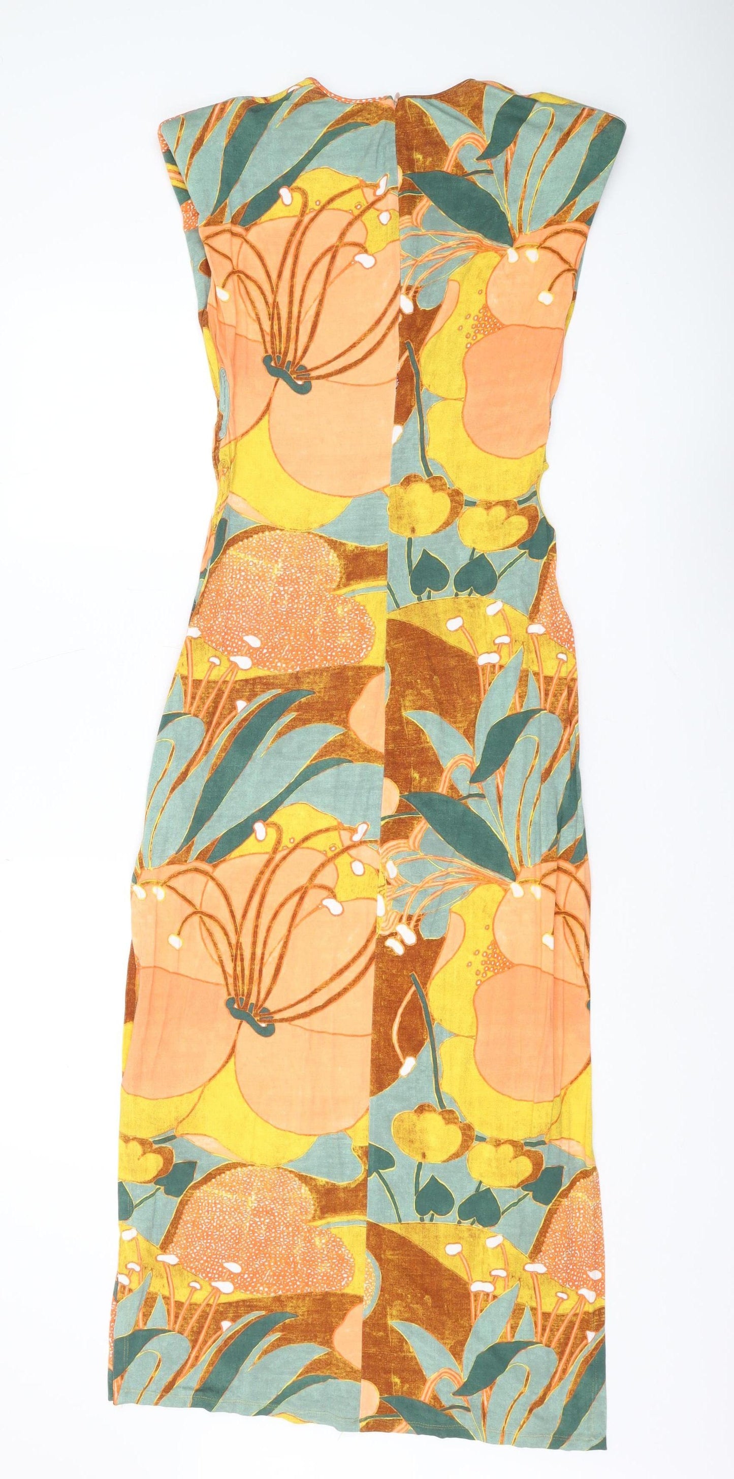 ZARA Women's Multicoloured Floral Sheath Dress Size 12