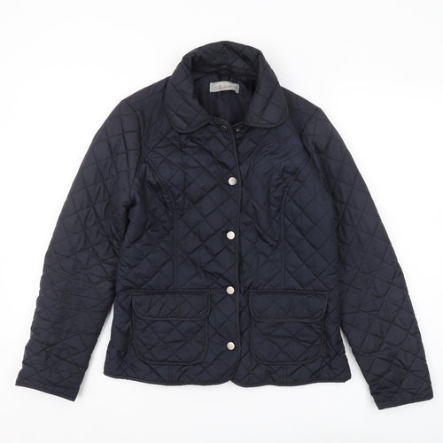 Dorothy Perkins Women's Blue Quilted Jacket Size 8