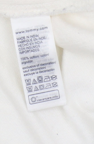 Tommy Jeans Men's White Cotton Logo T-Shirt Medium