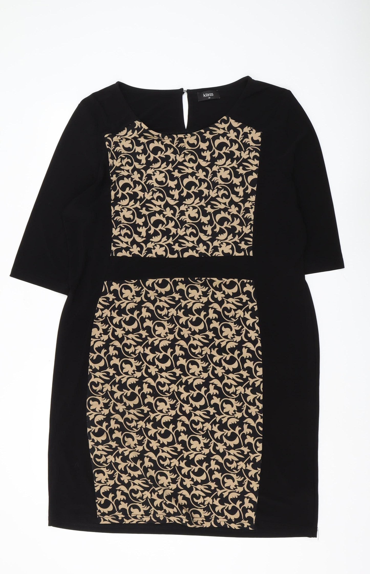 Klass Women's Black Floral Sheath Dress Size 20