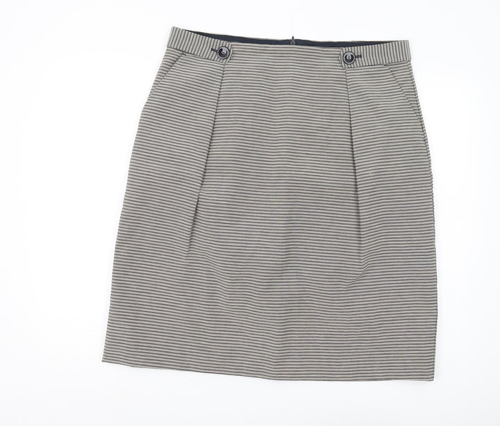 L.K. Bennett Women's Blue Striped Pencil Skirt Size 16