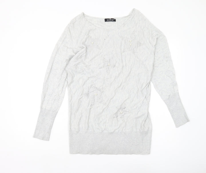 Kaleidoscope Women's Grey Boat Neck Pullover Jumper