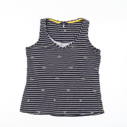 Joules Women's Blue Striped Tank Top, Size 10, V-Neck Casual