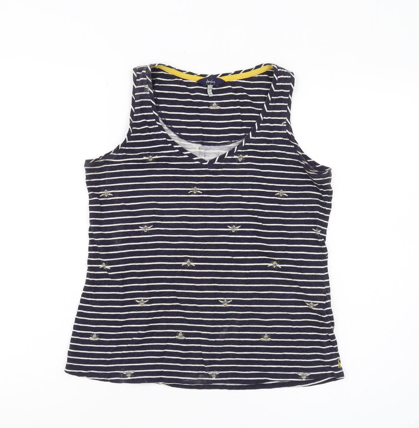 Joules Women's Blue Striped Tank Top, Size 10, V-Neck Casual