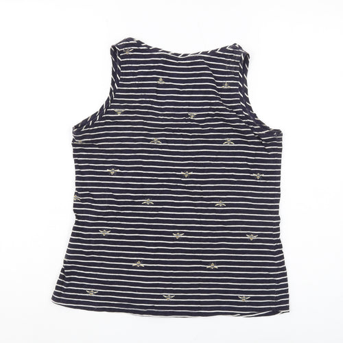 Joules Women's Blue Striped Tank Top, Size 10, V-Neck Casual