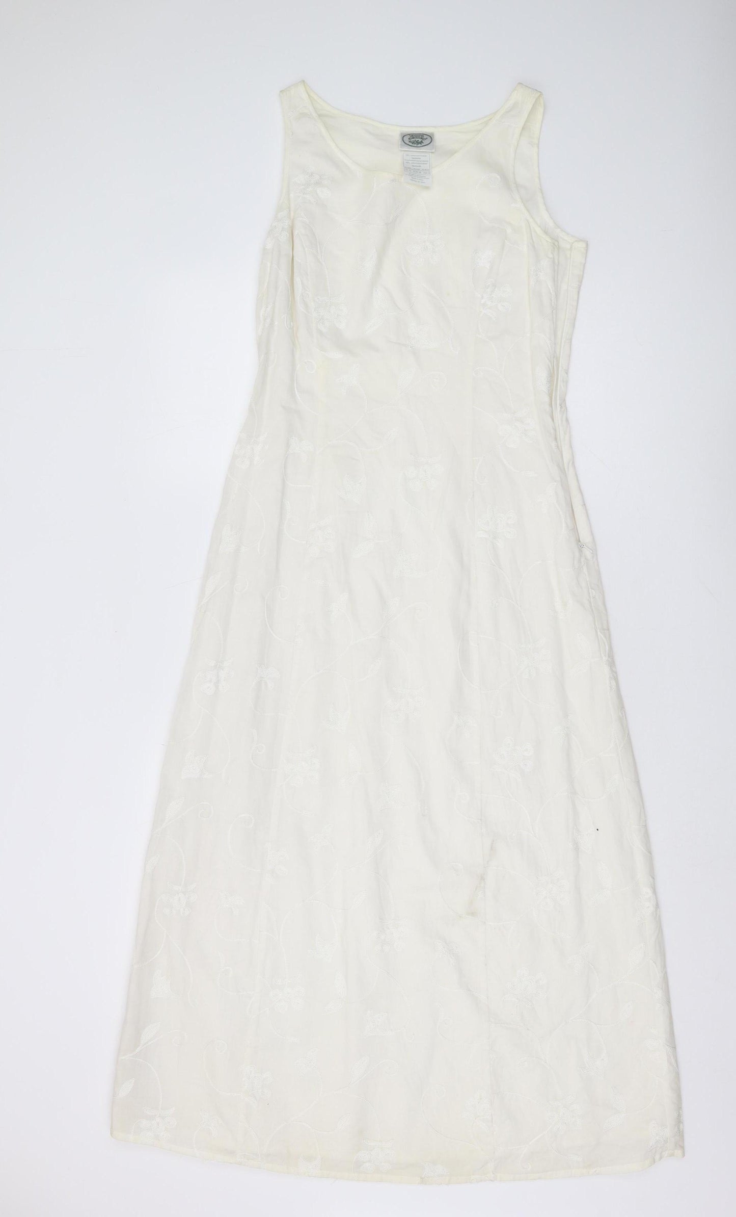 Laura Ashley Women's Ivory A-Line Midi Dress Size 10