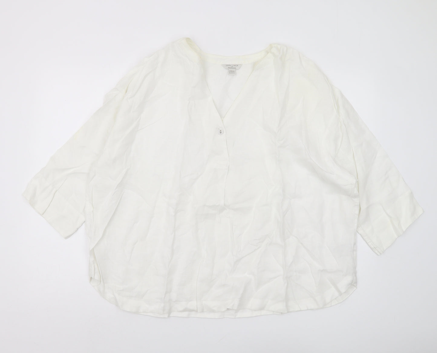 Monsoon Women's White Linen Blouse Size 20