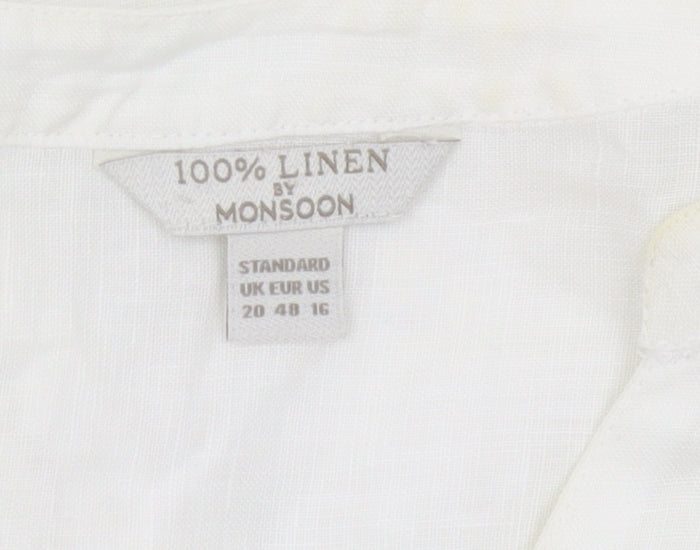 Monsoon Women's White Linen Blouse Size 20