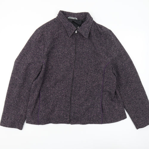 Marks and Spencer Women's Purple Wool Tweed Jacket Size 18
