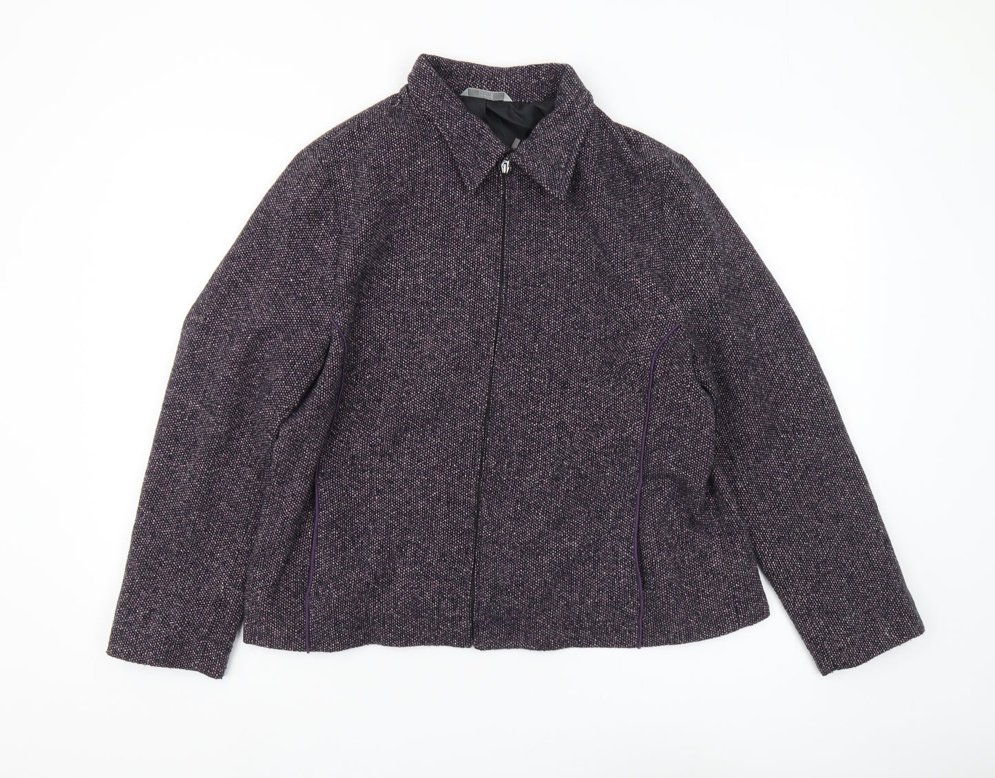 Marks and Spencer Women's Purple Wool Tweed Jacket Size 18
