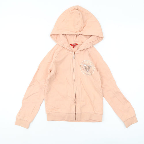 Guess Girls Beige Full Zip Hoodie, Size 6