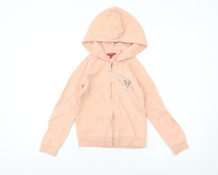 Guess Girls Beige Full Zip Hoodie, Size 6