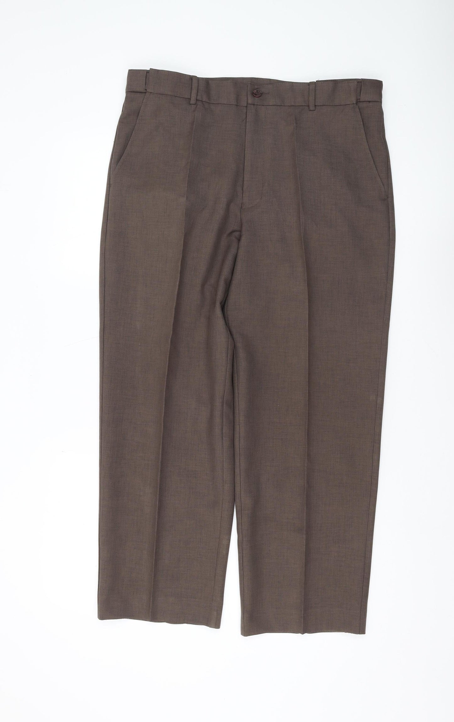 Farah Men's Brown Trousers, Size 36, Elegant Style