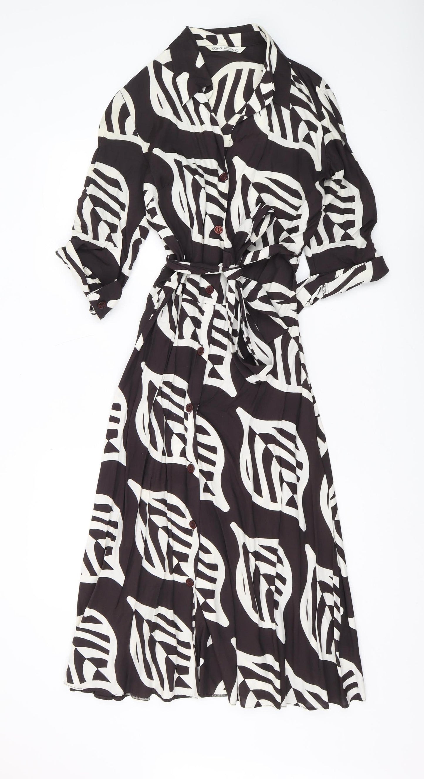 Long Tall Sally Womens Black White Zebra Midi Shirt Dress