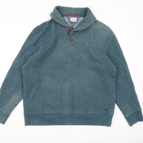 White Stuff Green Henley Sweatshirt, Men's L, Autumn/Winter