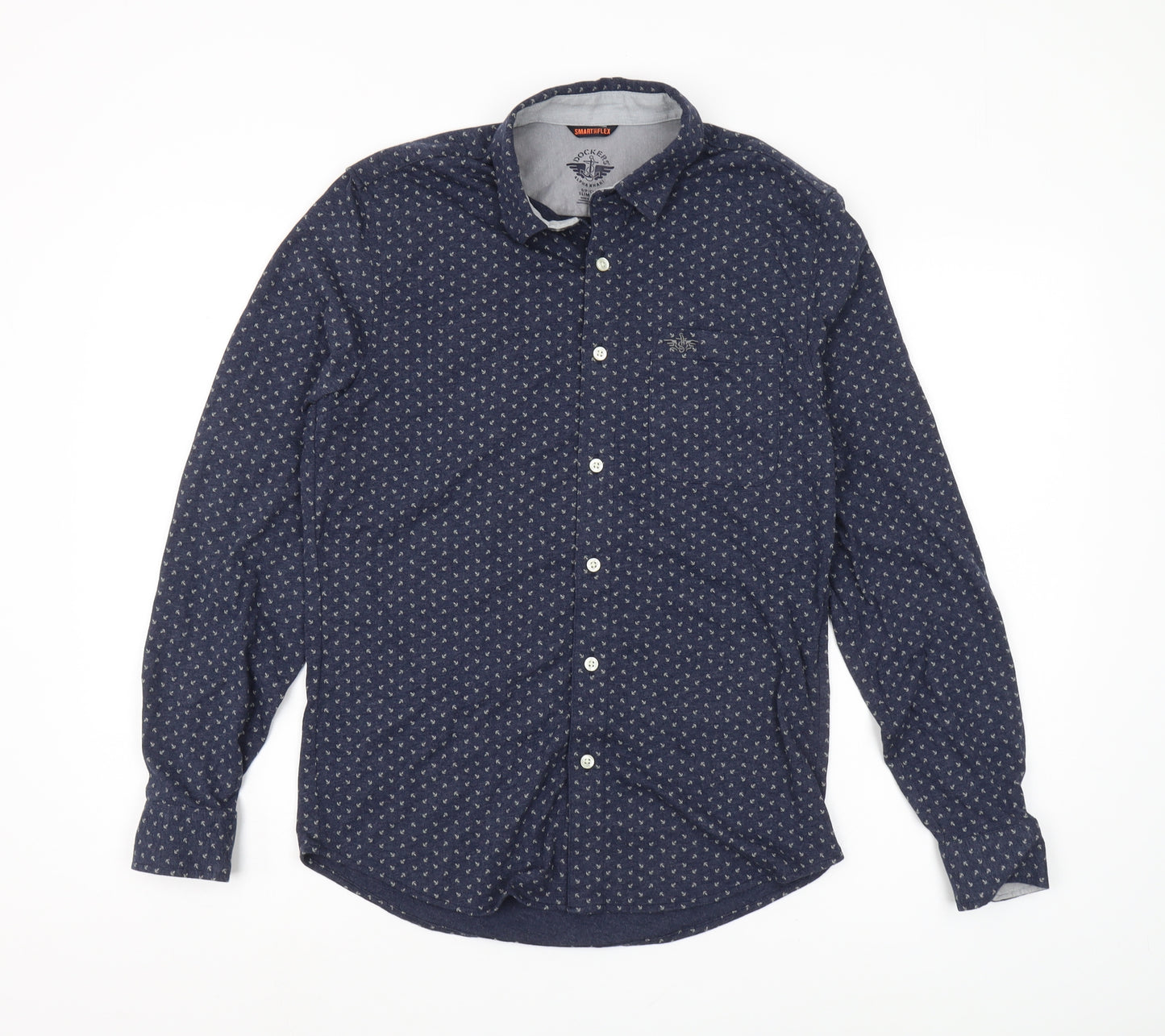 Dockers Men's Blue Slim Fit Button-Up Shirt S