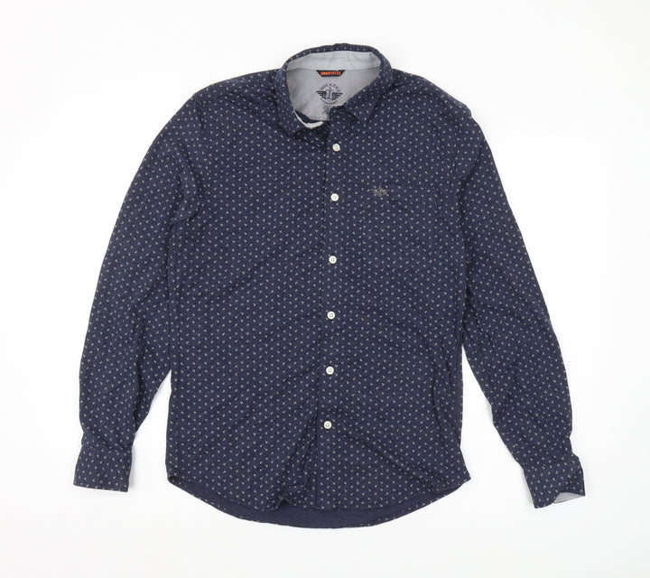 Dockers Men's Blue Slim Fit Button-Up Shirt S