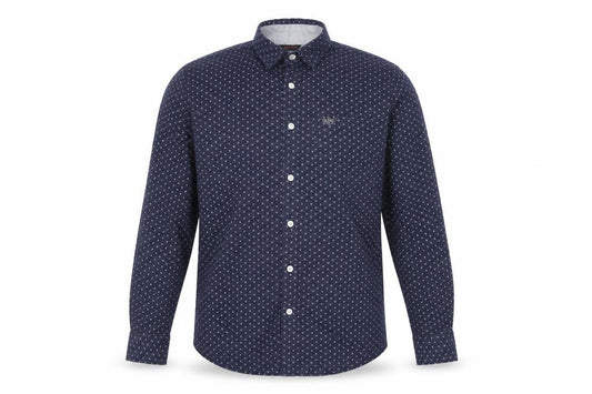 Front view of Dockers Men's Blue Slim Fit Button-Up Shirt S