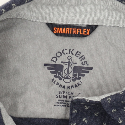 Dockers Men's Blue Slim Fit Button-Up Shirt S