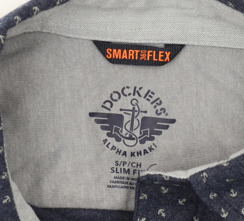 Dockers Men's Blue Slim Fit Button-Up Shirt S