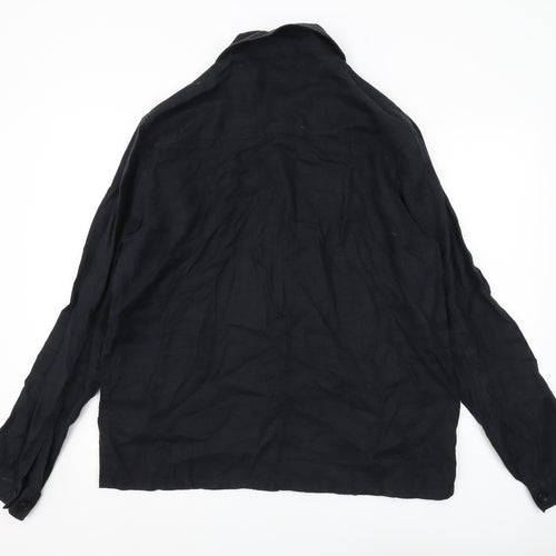 Arket Men's Black Linen Long Sleeve Shirt Size 44R