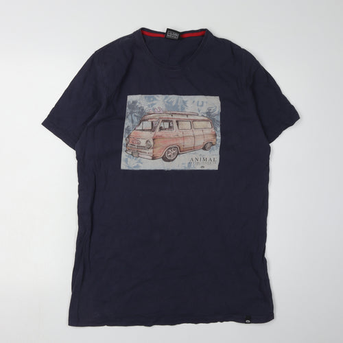 Animal Men's Blue Graphic Print T-Shirt, M