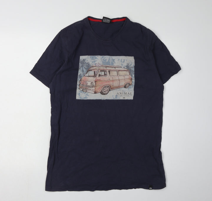 Animal Men's Blue Graphic Print T-Shirt, M