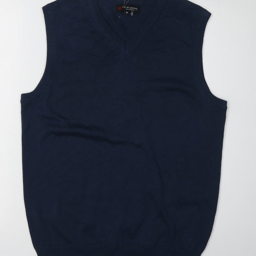 Palm Grove Men's Blue Vest, M, Cotton Blend, Casual