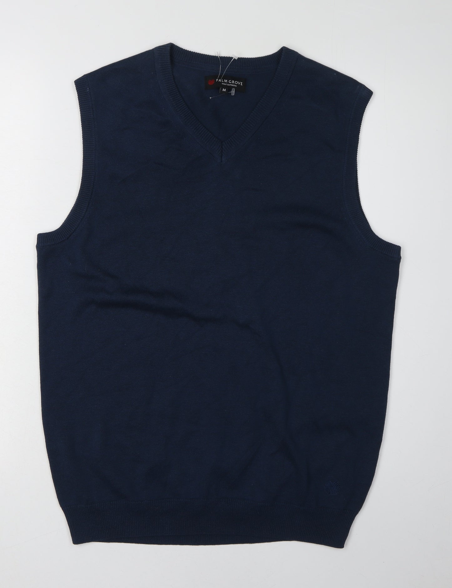 Palm Grove Men's Blue Vest, M, Cotton Blend, Casual