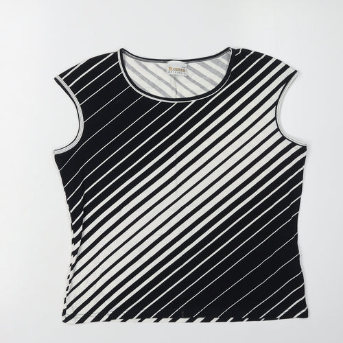 Roman Originals Womens Black Striped Tank Top S/M